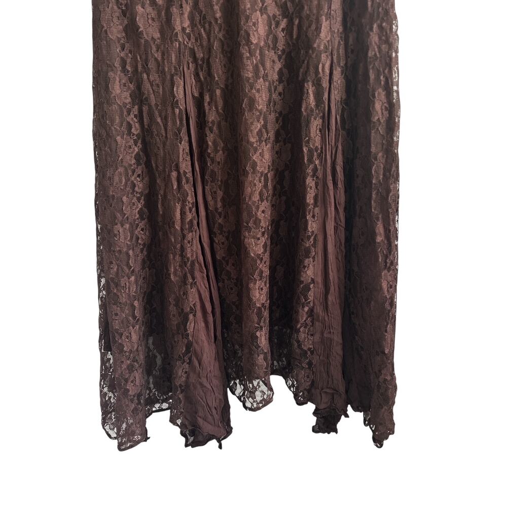 Vintage 90’s‎ Y2K Size 16 Brown Lace Sequined Beaded Maxi Dress - Picture 6 of 8